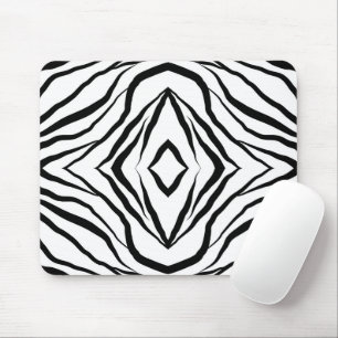 Tapis De Souris Blanc géométrique sur bandes Zebra noires