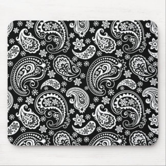 Tapis De Souris Blanc Sur Noir Retro Ornat Motif Paisley Design
