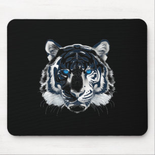 Tapis De Souris Blanc Tigre Bleu Yeux Chat Sauvage Animal _1