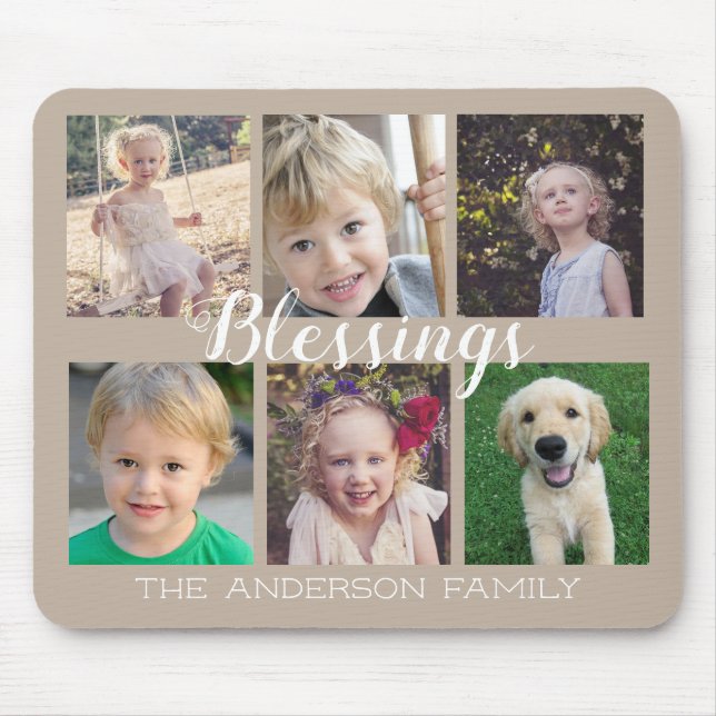Tapis De Souris Blessings Script 6 Photos Tan (Devant)