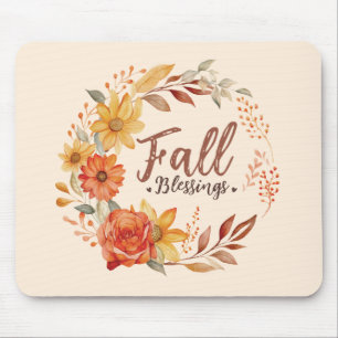 Tapis De Souris Blessures d'automne - Feuilles d'automne et couron
