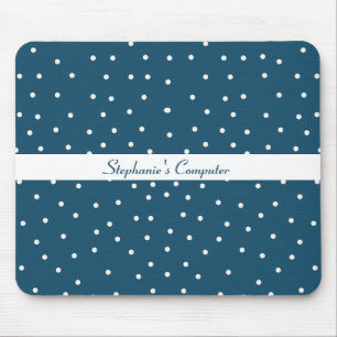 Tapis De Souris Bleu avec des points blancs Mousepad