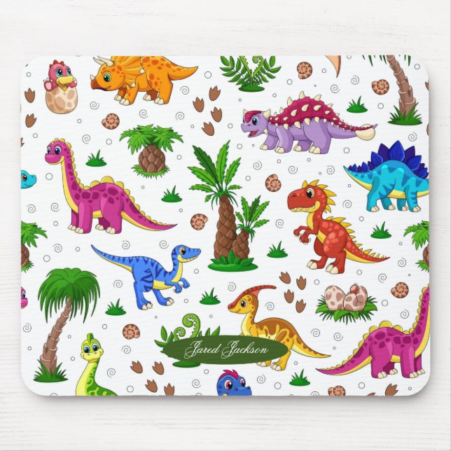 Tapis De Souris Bleu Bleu Bleu Vert Motif Dinosaur (Devant)