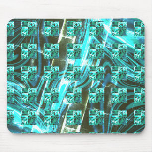 Tapis De Souris Bleu clair brillant, carrés ou image à l'intérieur