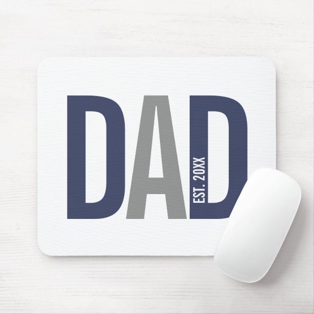 Tapis De Souris Bleu de marine moderne Papa personnalisé établi (Avec souris)