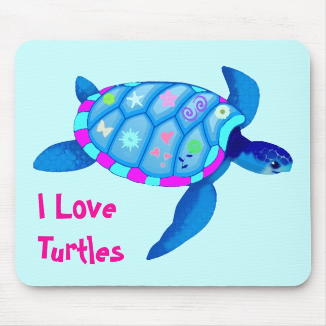Tapis de souris bleu de tortue (Devant)