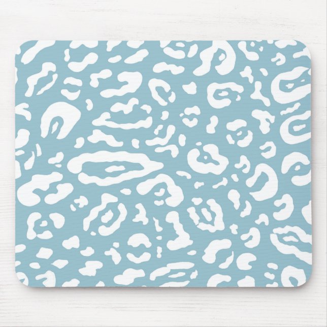 Tapis De Souris Bleu et blanc chic guépard léopard imprimé animal  (Devant)