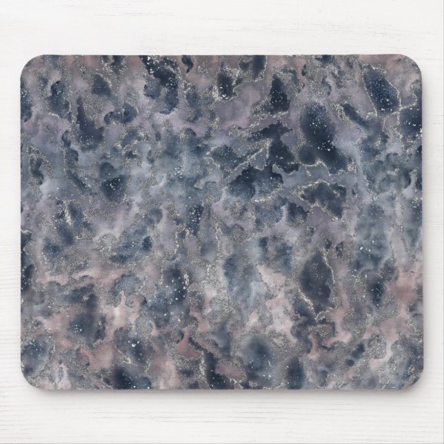 Tapis De Souris Bleu et bleu Rose rose Abstrait Aquarelle (Devant)