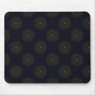 Tapis De Souris Bleu et or élégant modèle floral