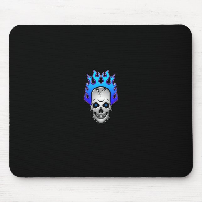 Tapis De Souris bleu-flamboyant-crâne-mousepad (Devant)