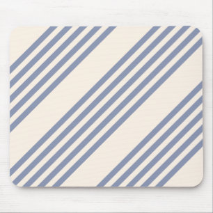 Tapis De Souris Bleu gris et beige cinq rayures motif