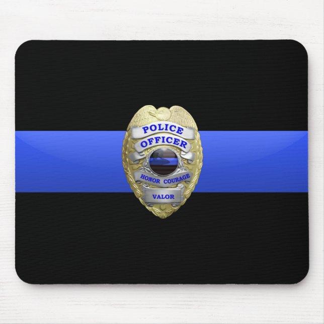 Tapis De Souris Bleu Léger Police Badge Souris Pad (Devant)
