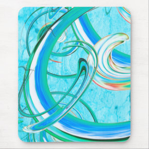 Tapis De Souris Bleu lumineux Tourbillonnant Abstrait Motif fracta