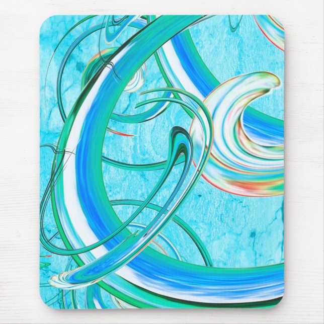 Tapis De Souris Bleu lumineux Tourbillonnant Abstrait Motif fracta (Devant)