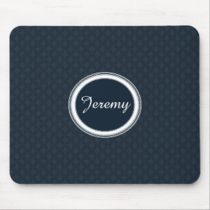 Tapis De Souris Bleu marine classique profond avec le monogramme