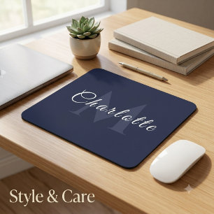 Tapis de souris bleu marine pour entreprise avec m