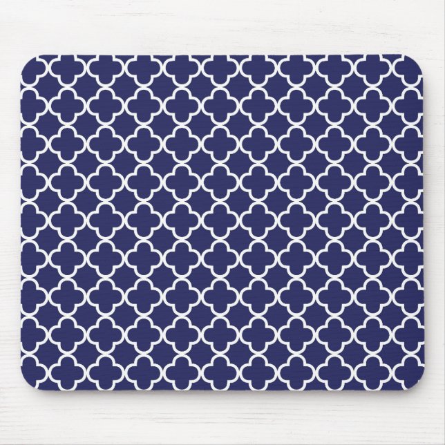 Tapis De Souris Bleu marine Quatrefoil Mousepad (Devant)