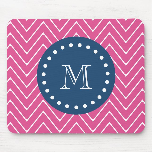 Tapis De Souris Bleu marine, rose indien Chevron | votre (Devant)