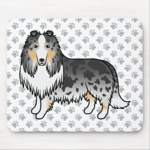 Tapis De Souris Bleu Merle Rough Collie Cute Cartoon Chien & Patro