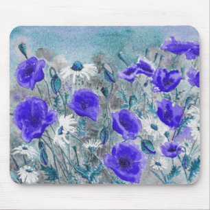 Tapis De Souris Bleu" Mousepad "de pavot