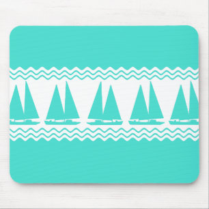 Tapis De Souris Bleu Nautique Voilier Côtière Stripes