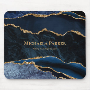 Tapis De Souris Bleu Nuit Agate Or Affaires Professionnel