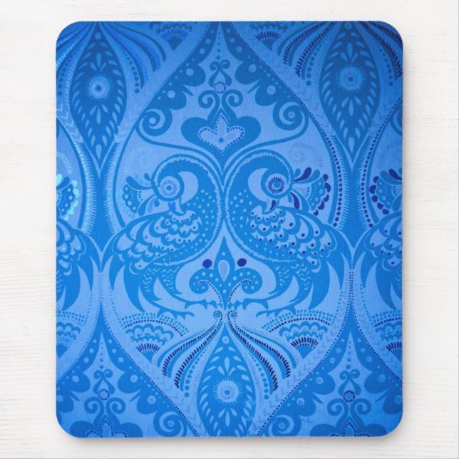 Tapis De Souris Bleu Oriental Peacock Birds (Devant)