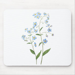 Tapis De Souris bleu oubliez moi pas fleurs 2021 aquarelle