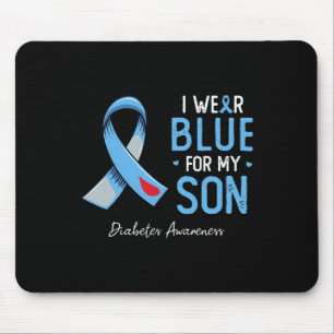 Tapis De Souris Bleu ruban Je porte gris bleu pour mon fils diabèt