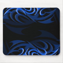 Bleu sur la "fumée" noire Mousepad