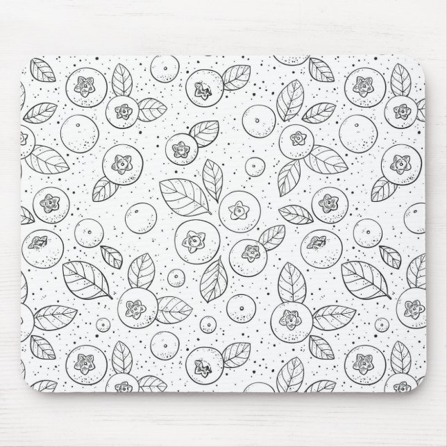 Tapis De Souris Bleuets en noir et blanc (Devant)
