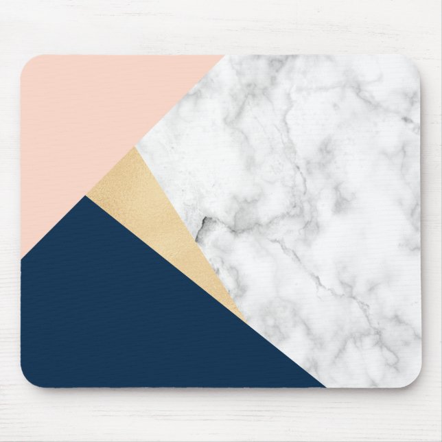 Tapis De Souris bloc bleu de couleur de pêche de marbre blanche (Devant)