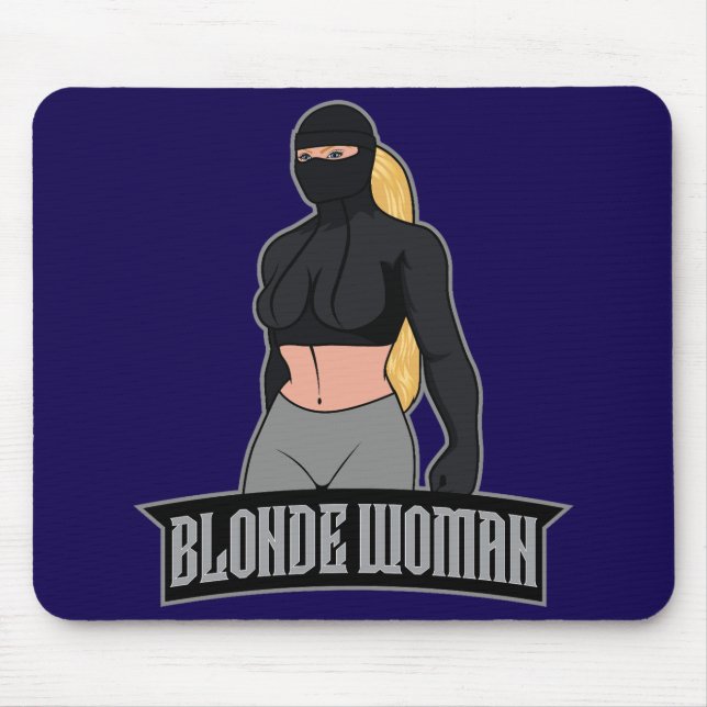 Tapis De Souris Blonde woman Mousepad Blue (Devant)