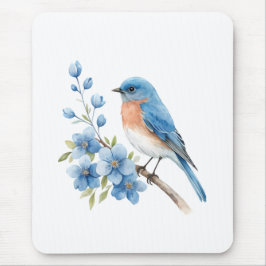 Tapis De Souris Blue bird with blue flowers