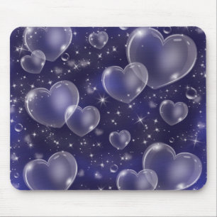 Tapis De Souris Blue Bubble Hearts mignon Girly 90's Style Design