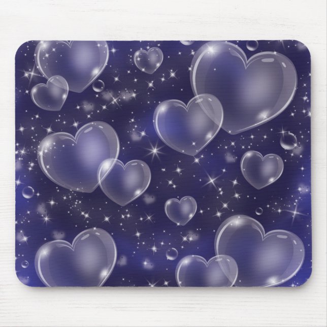 Tapis De Souris Blue Bubble Hearts mignon Girly 90's Style Design (Devant)