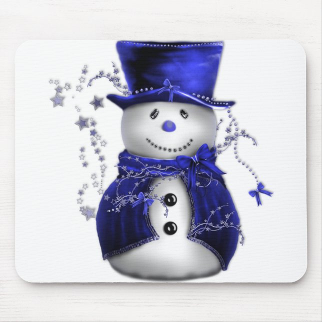 Tapis De Souris Blue Christmas Snowman (Devant)