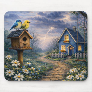 Tapis de souris Blue Cottage Birdhouse Storm