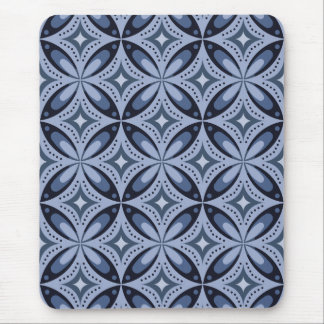 Tapis De Souris Blue Geometric Pattern Retro Style