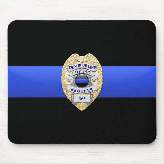 Tapis De Souris Blue Line mince diminuent et Badge (Devant)