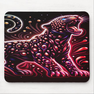 Tapis De Souris Blue + Red Spotted Leopard On Thick Laptop Tablet