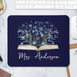 Tapis De Souris Blue Wildflowers Grow From Book Teacher