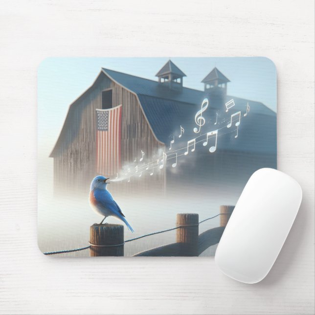 Tapis De Souris Bluebird Chanter Dans Matin Mist (Avec souris)