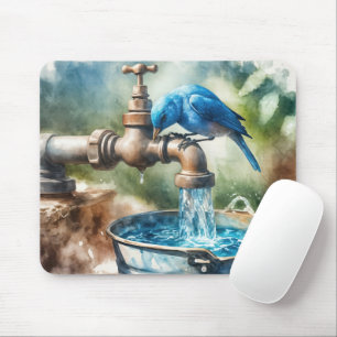 Tapis De Souris Bluebird sur un vieux Faucet