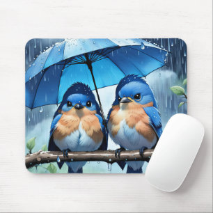Tapis De Souris Bluebirds sous un parapluie