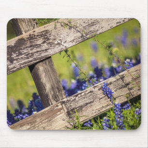 Tapis De Souris Bluebonnets de Texas autour d'une barrière de pay