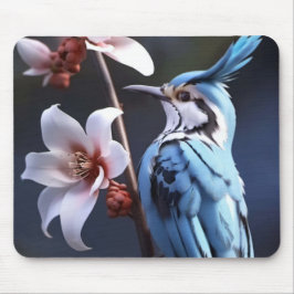 Tapis De Souris Bluejay et Fleurs