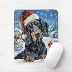 Tapis De Souris Bluetick Coonhound chien merveilleux Noël d'hiver