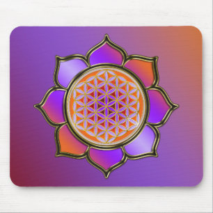 Tapis De Souris Blume des Lebens Lotus - violet orange / couleur