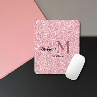 Tapis De Souris Blush Pink glitter Monogram hair and makeup